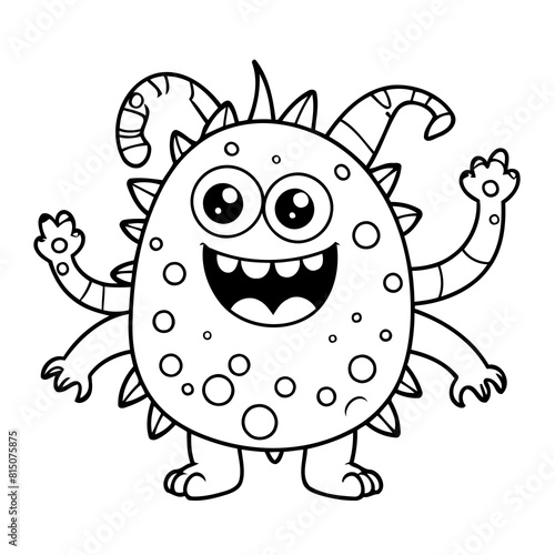 Cartoon monster doodle illustration for kids page