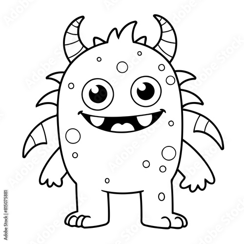 Cartoon monster drawing illustration for colouring page