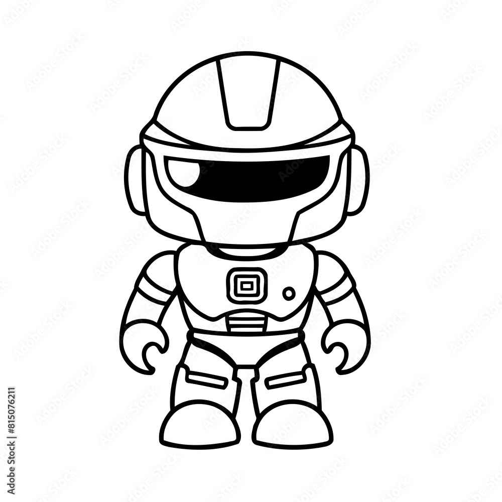 Fototapeta premium Cute Robocop doodle colouring book cover design