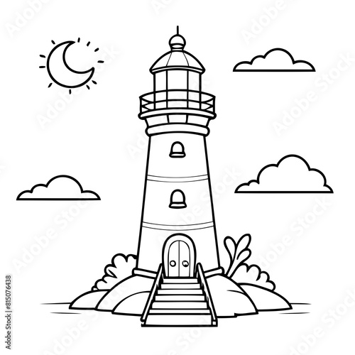 Funny Lighthouse doodle for kids colouring books