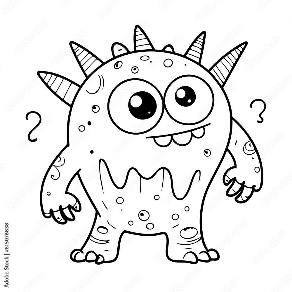 Fototapeta premium Joyful monster coloring book cover design