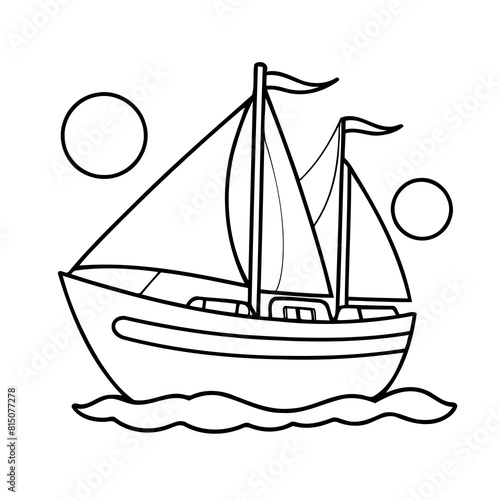 Joyful Yatch illustration for coloring books