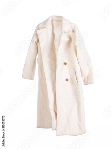 fashionable women white wool coat isolated on white background © serikbaib