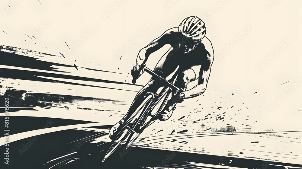 vintage black and white sketch sport bicycle racing pop art classic illustration bicycle racer wallpaper copy space