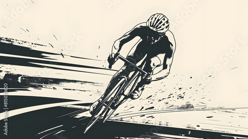 Obraz na płótnie vintage black and white sketch sport bicycle racing pop art classic illustration bicycle racer wallpaper copy space w salonie