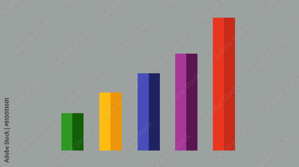 Colorful increasing bar graph on grey background. Business infographic Colorful increasing bar graph on grey background. Business infographic