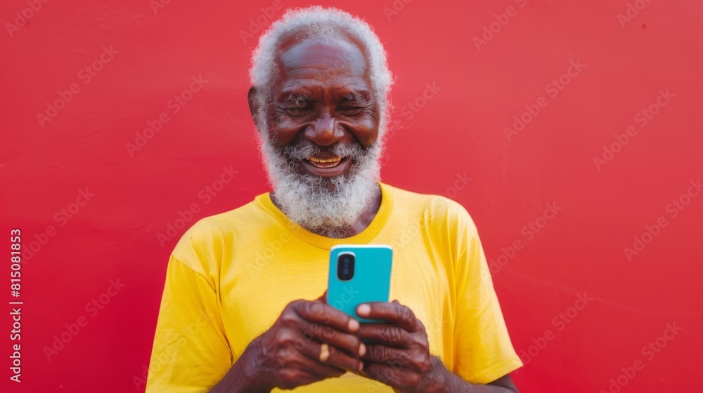 Fototapeta premium Senior Man Enjoying Smartphone