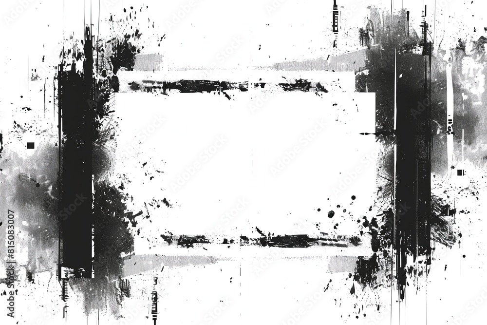 A grunge black and white frame with paint splashes, designed for overlaying images or text. The design includes rough edges to give an edgy feel A grunge black and white frame with paint splashes, designed for overlaying images or text. The design includes rough edges to give an edgy feel