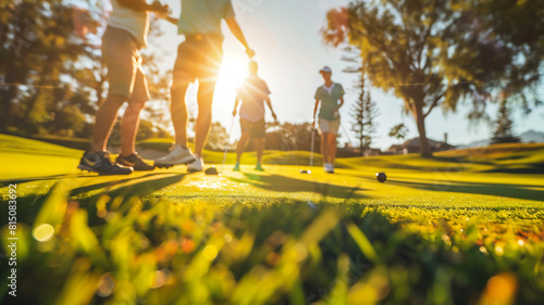 Group of friend playing golf together .