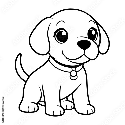 Vector illustration of a cute Beagle doodle for toddlers coloring activity