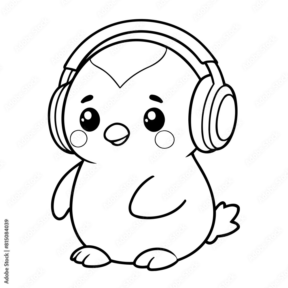 Fototapeta premium Simple vector illustration of Penguin for kids coloring page