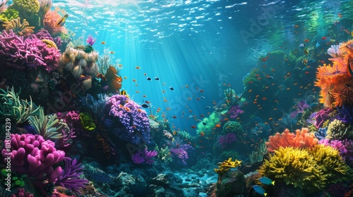 Vibrant underwater panorama of a tropical reef, AI Generative hyper realistic  © Johannes