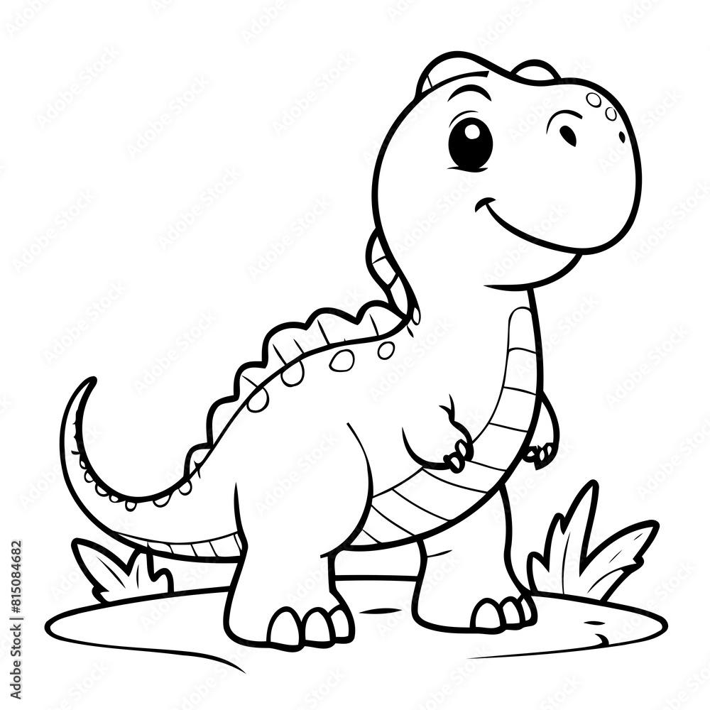 Fototapeta premium Cute vector illustration Dino doodle for toddlers coloring activity