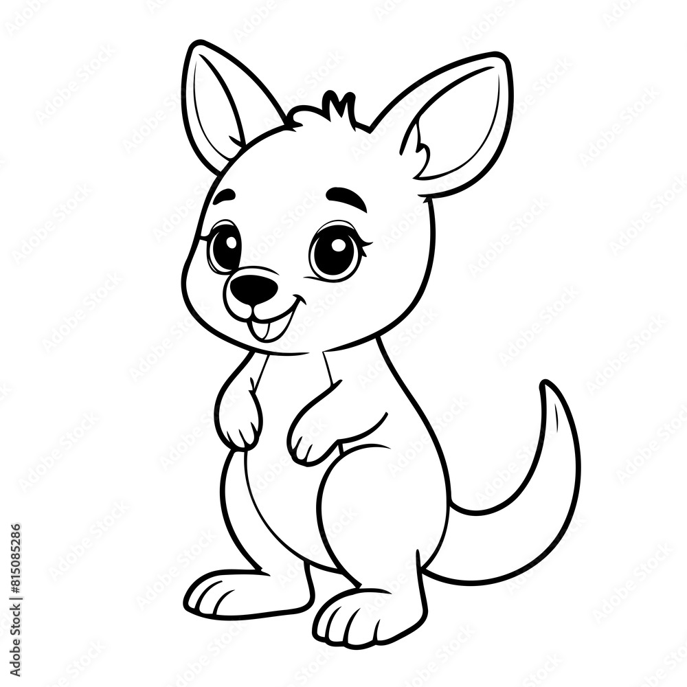 Fototapeta premium Simple vector illustration of Kangaroo hand drawn for toddlers