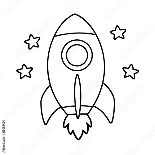 Cute vector illustration Rocket for toddlers colouring page