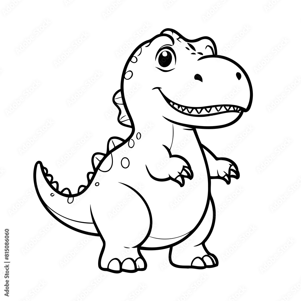 Fototapeta premium Cute vector illustration TRex drawing for kids colouring activity