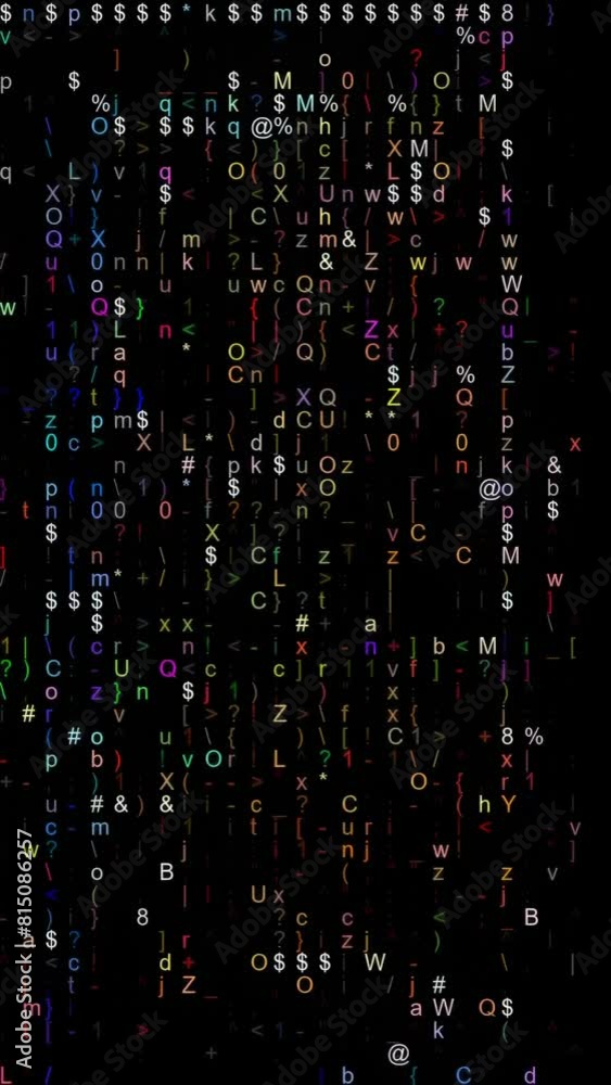 abstract background with dynamic symbols, ASCII animation, matrix ...