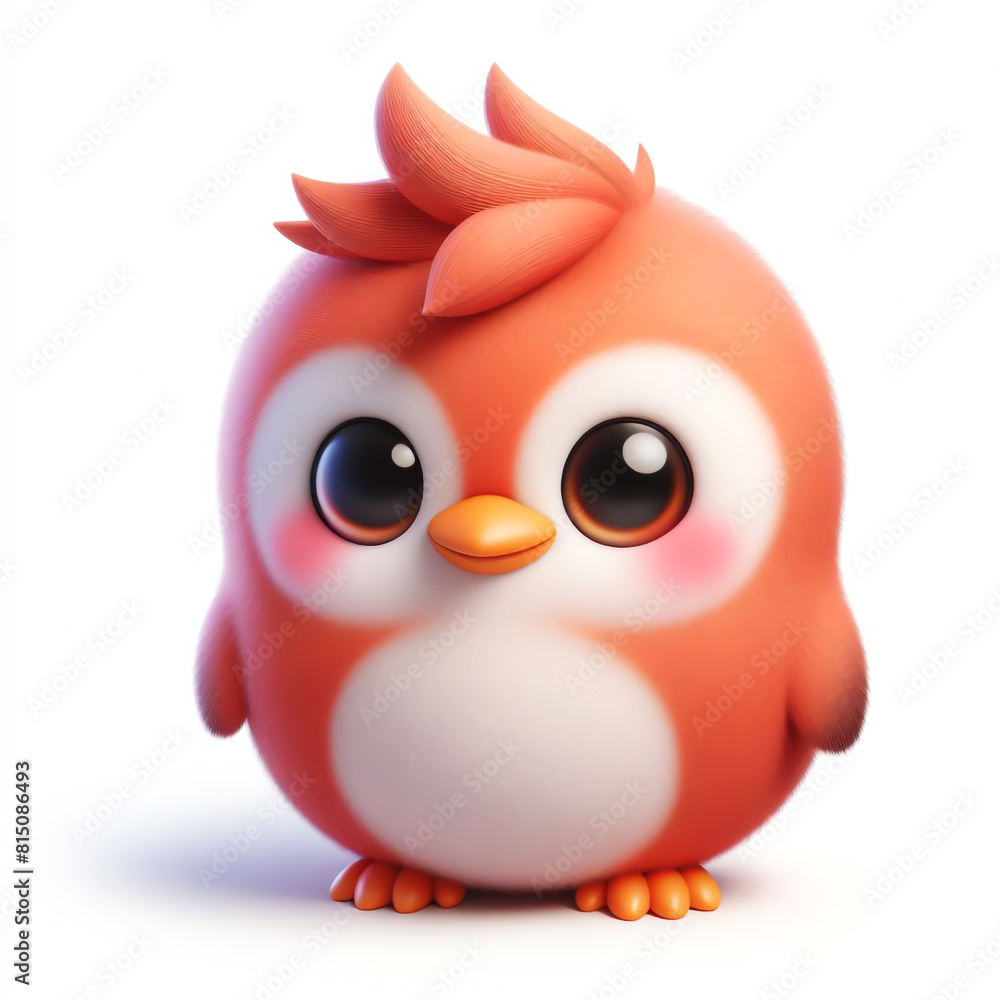Cute furry penguin 3D character on white background Cute furry penguin 3D character on white background