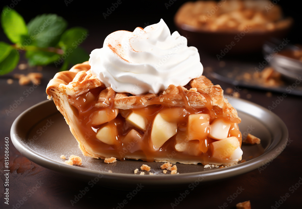 Apple pie with whipped cream Apple pie with whipped cream