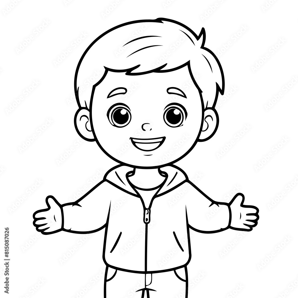 Simple vector illustration of Boy drawing for kids page Simple vector illustration of Boy drawing for kids page