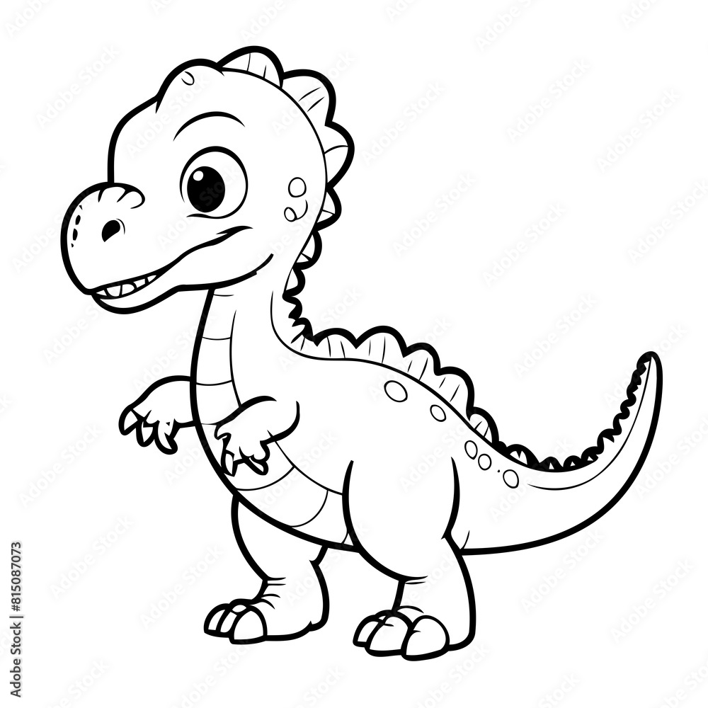 Fototapeta premium Vector illustration of a cute Dino doodle drawing for kids page