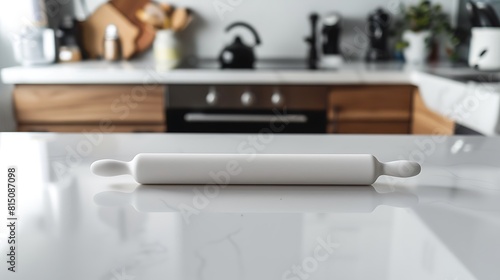 A sleek silicone rolling pin resting on a pristine white surface, ready for baking adventures.