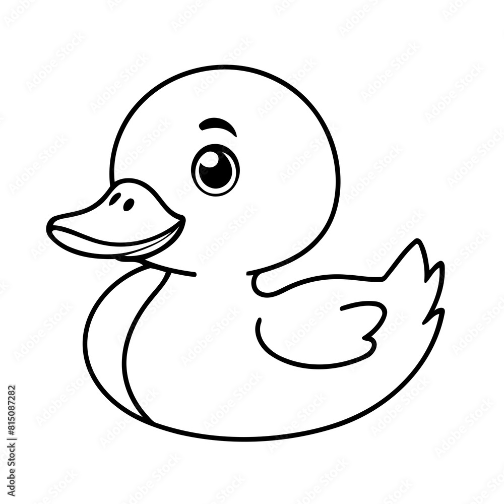 Vector illustration of a cute Duck drawing for kids colouring activity Vector illustration of a cute Duck drawing for kids colouring activity