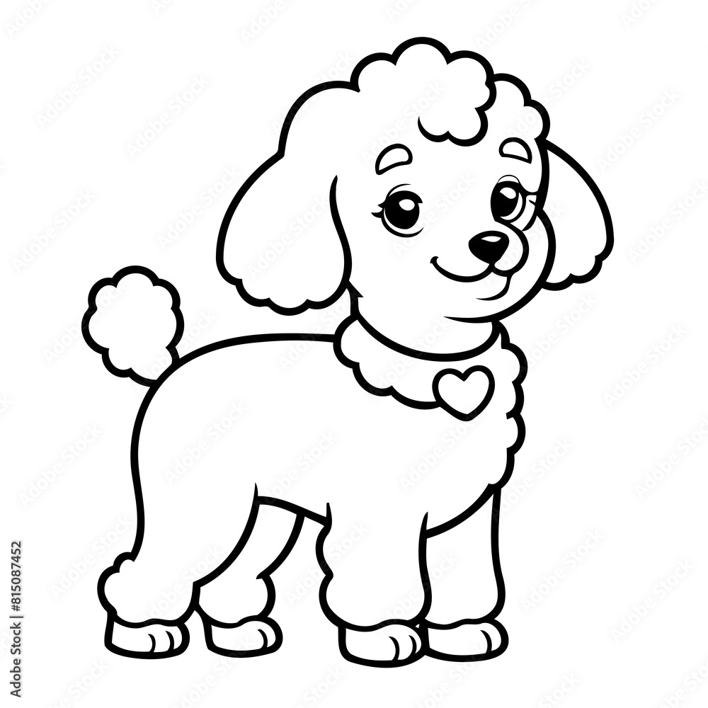 Simple vector illustration of poodle for toddlers colouring page Simple vector illustration of poodle for toddlers colouring page
