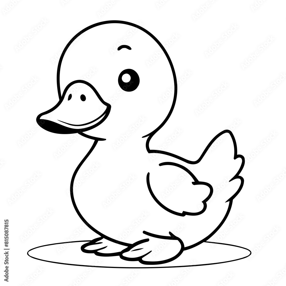Vector illustration of a cute Duck drawing for toddlers colouring page Vector illustration of a cute Duck drawing for toddlers colouring page