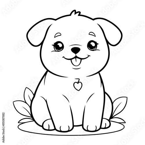 Simple vector illustration of Puppy for children colouring activity © meastudios