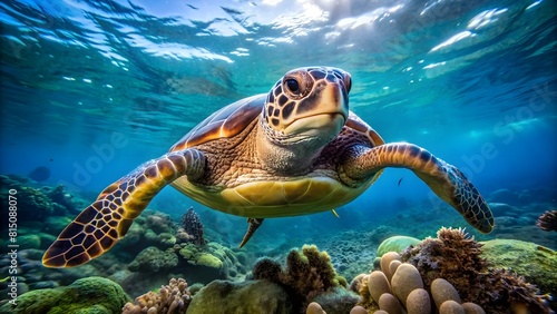 a green sea turtle swimming in the ocean  World Turtle Day  Background  Banner
