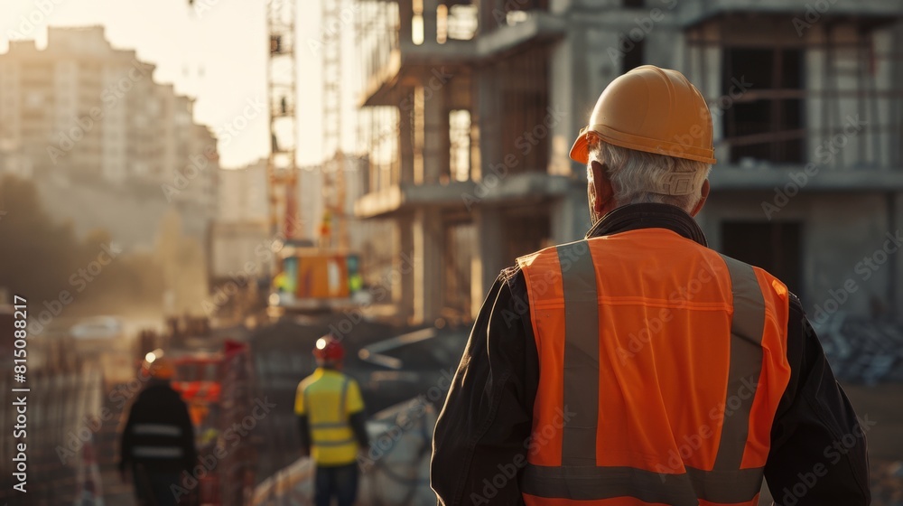 A Construction Worker Overlooking Site A Construction Worker Overlooking Site