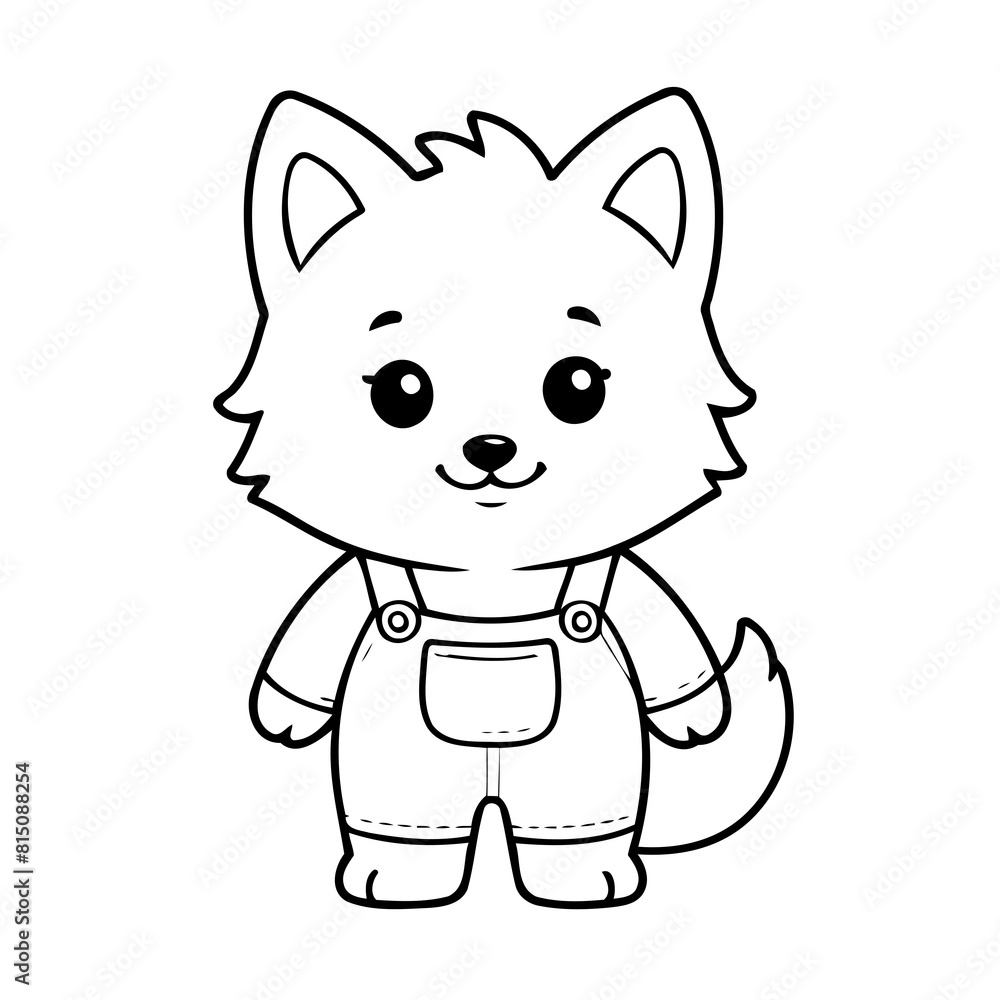 Simple vector illustration of Wolf for children colouring activity Simple vector illustration of Wolf for children colouring activity