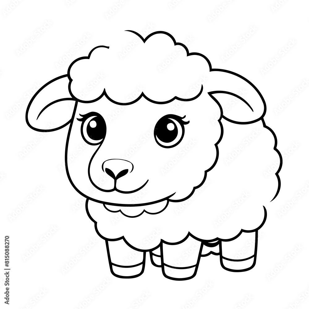 Vector illustration of a cute Sheep drawing for kids page Vector illustration of a cute Sheep drawing for kids page
