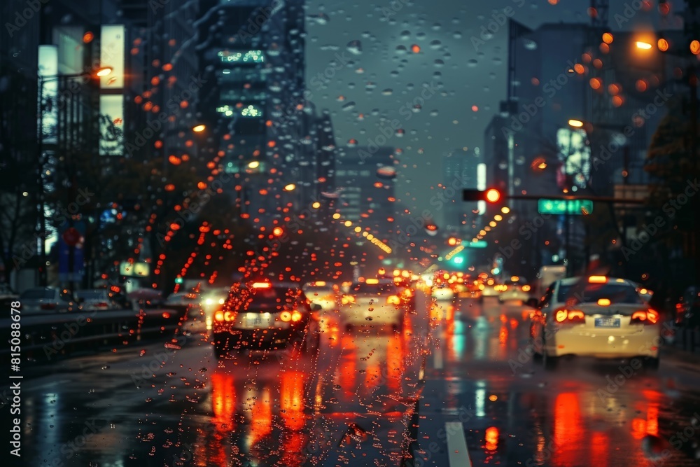 Rainy Night Cityscape with Reflecting Lights Rainy Night Cityscape with Reflecting Lights
