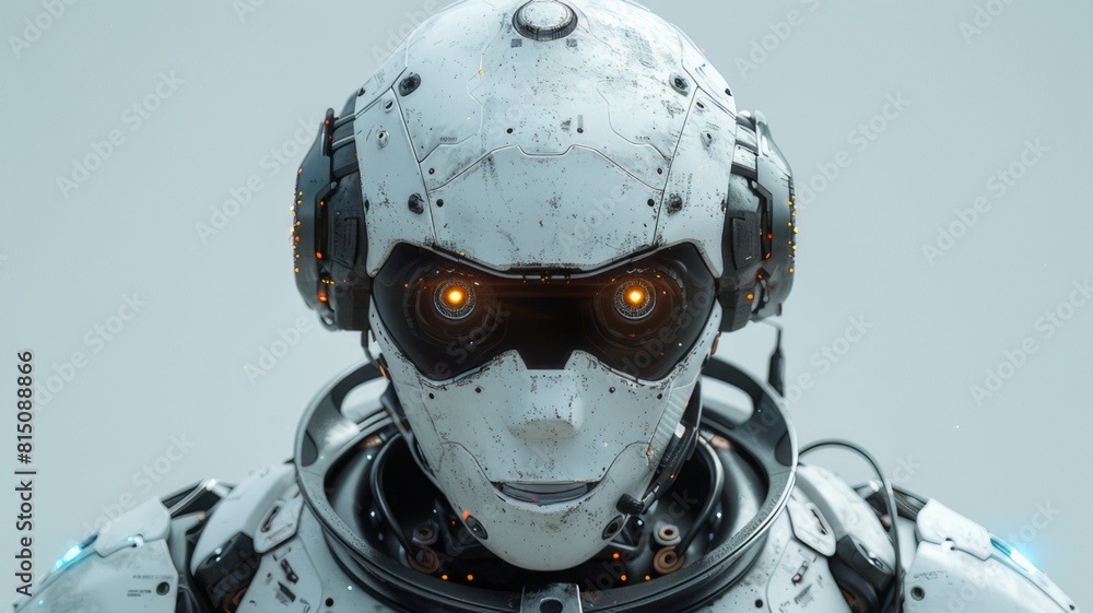 The face of a robot with artificial intelligence. The robot has a modern design, is aesthetically pleasing and reminiscent of advanced technology and scientific developments. The face of a robot with artificial intelligence. The robot has a modern design, is aesthetically pleasing and reminiscent of advanced technology and scientific developments.
