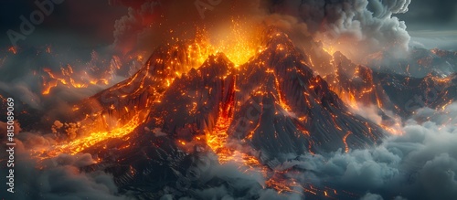 Aerial Volcano Adventure Soaring Over Geological Fury and Fascination