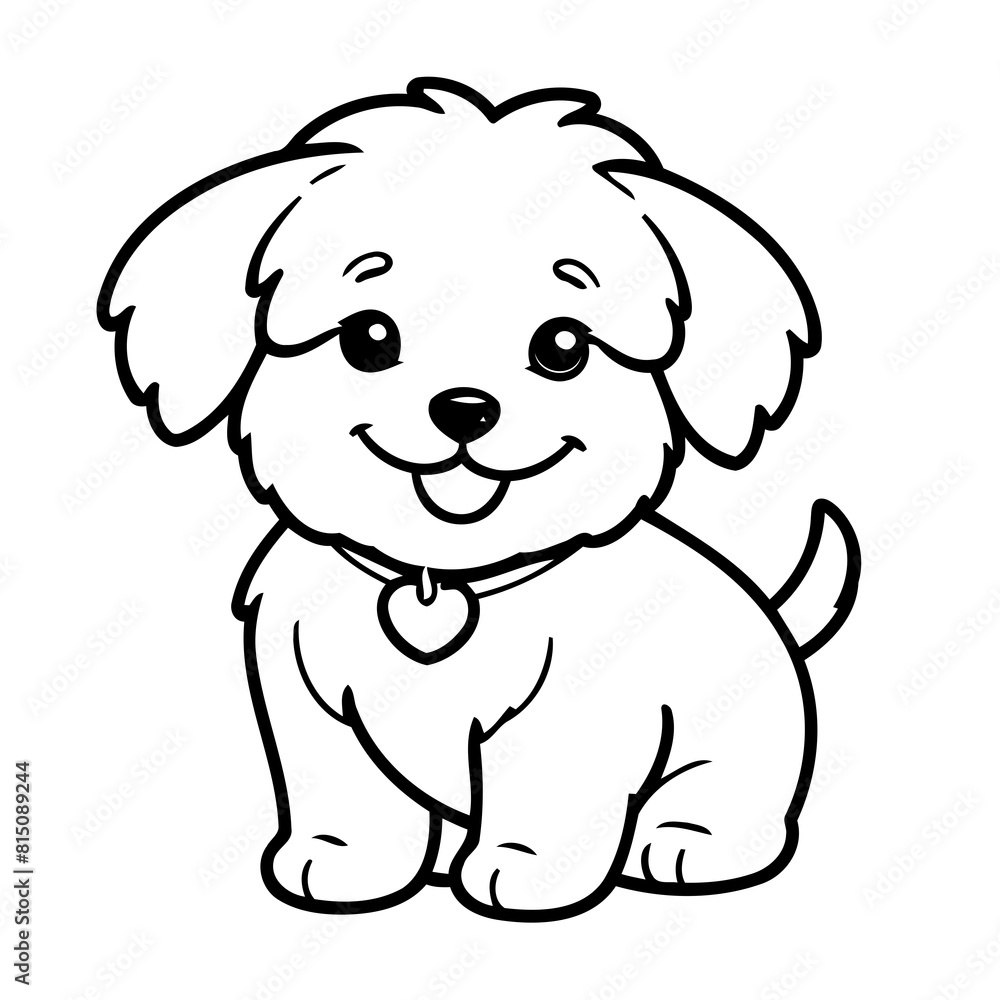 Cute vector illustration Havanese doodle black and white for kids page Cute vector illustration Havanese doodle black and white for kids page