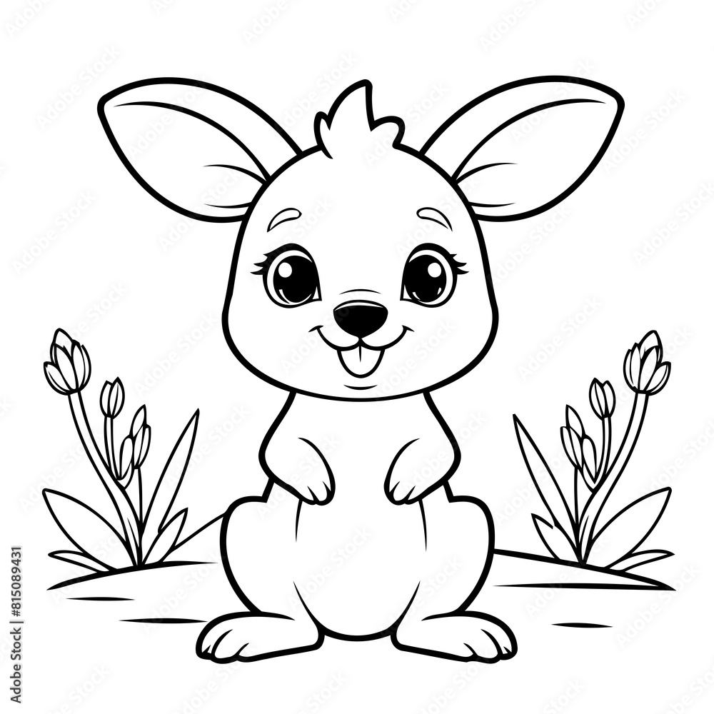 Vector illustration of a cute Kangaroo doodle for kids colouring page Vector illustration of a cute Kangaroo doodle for kids colouring page