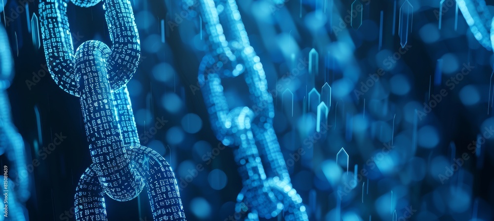 Digital Chain: Blockchain Technology Concept on a dark blurry background Digital Chain: Blockchain Technology Concept on a dark blurry background