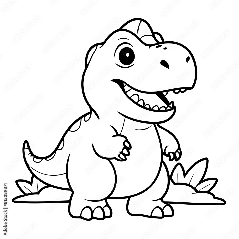 Simple vector illustration of TRex drawing for kids page Simple vector illustration of TRex drawing for kids page