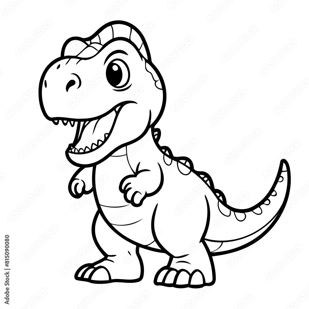 Fototapeta premium Cute vector illustration TRex drawing for colouring page