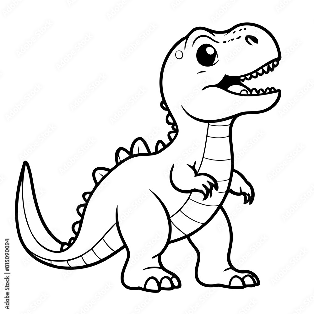 Cute vector illustration TRex drawing for toddlers colouring page Cute vector illustration TRex drawing for toddlers colouring page