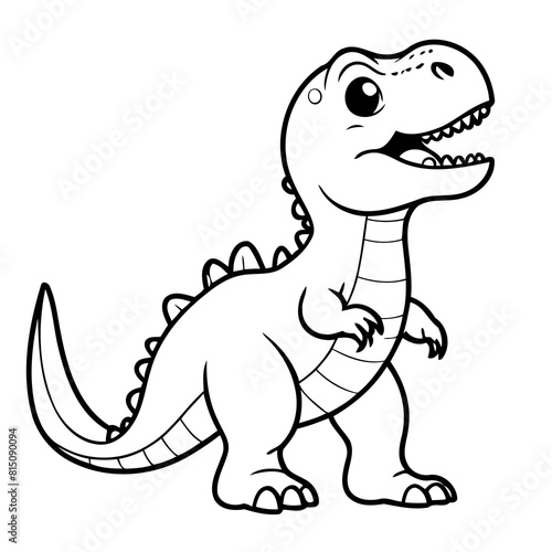 Cute vector illustration TRex drawing for toddlers colouring page