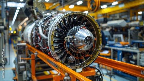 At the production site you can see a powerful aircraft engine, standing out for its massiveness and manufacturability. Every part of the engine is filled with energy and potential.