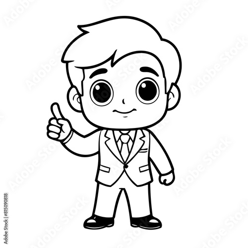 Simple vector illustration of Businessman drawing for kids page