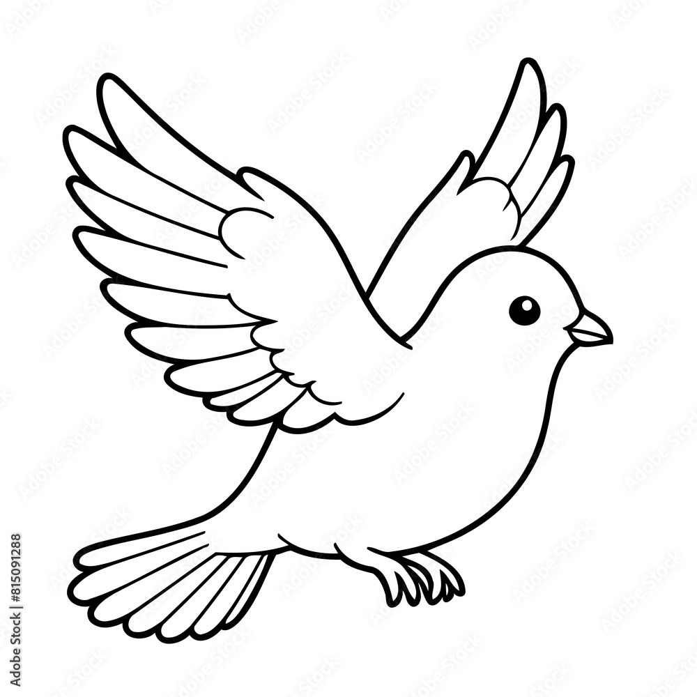 Obraz premium Vector illustration of a cute Dove doodle for toddlers colouring page