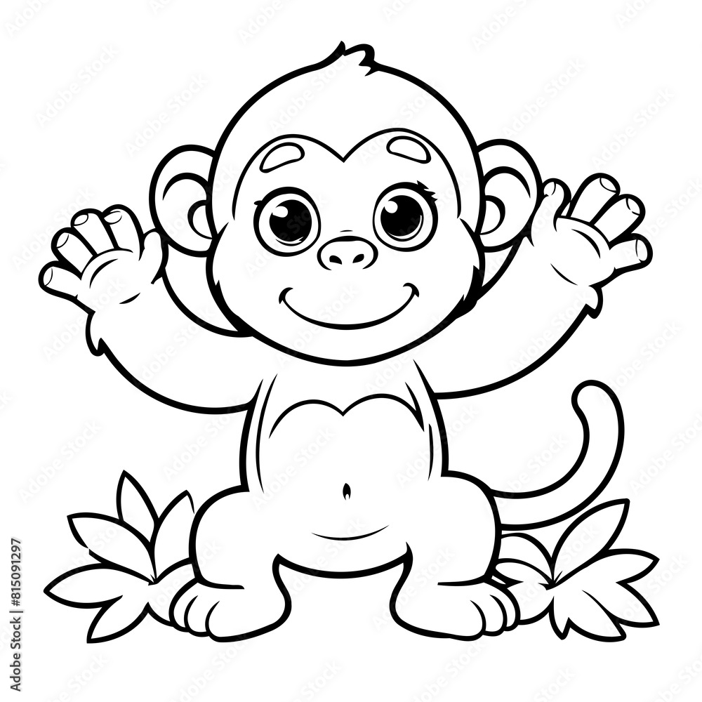 Vector illustration of a cute chimpanzee drawing for toddlers book Vector illustration of a cute chimpanzee drawing for toddlers book