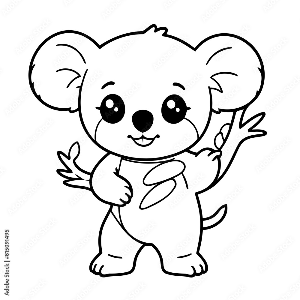 Naklejka premium Cute vector illustration Koala doodle colouring activity for kids