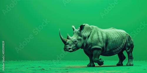 Majestic rhino standing in a lush green field  perfect for wildlife or nature concepts